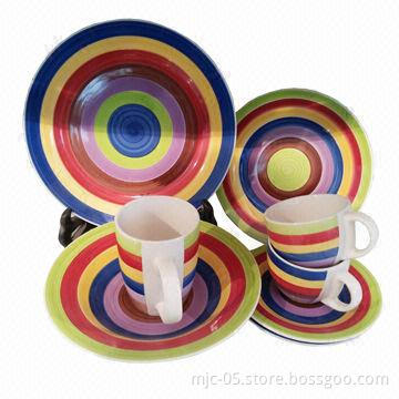 28pcs Ceramic Dinnerware Set with Color Glazed, FDA, 84/500/EEC, LFGB Standards